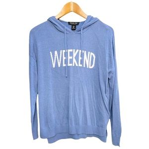 Rachel Zoe | Weekend pullover over hooded lightweight cashmere sweater | size L